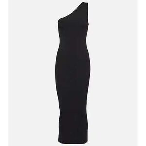 Toteme One-Shoulder Ribbed Midi Dress Women XS Black Viscose Knit $440 NEW